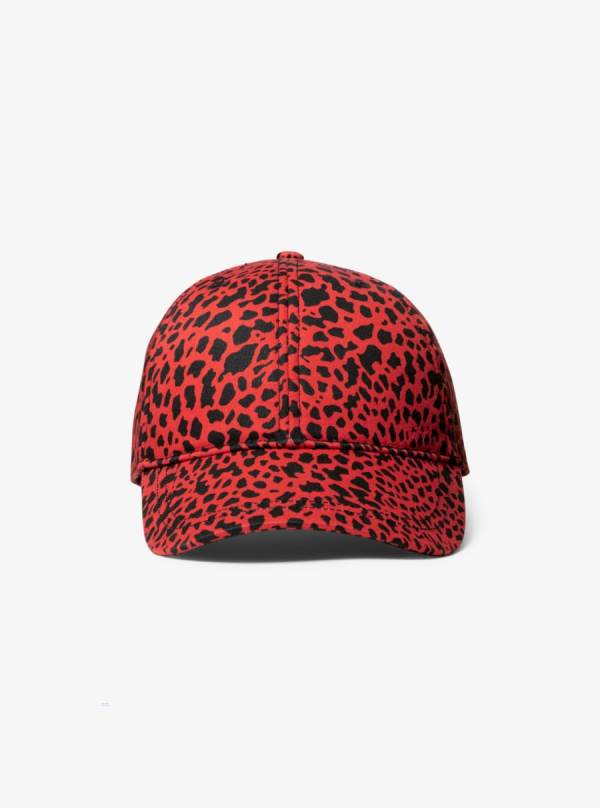 Damske Klobuky Michael Kors Animal Print Organic Stretch Cotton Baseball Červené - Doplnky Michael Kors Nejlevnejsi | HOPCK-5467